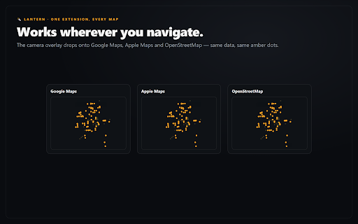 Lantern — ALPR & surveillance camera finder :: Map the ALPR & surveillance cameras around you — overlaid on Google, Apple & OpenStreetMap along your route. Data from OSM.