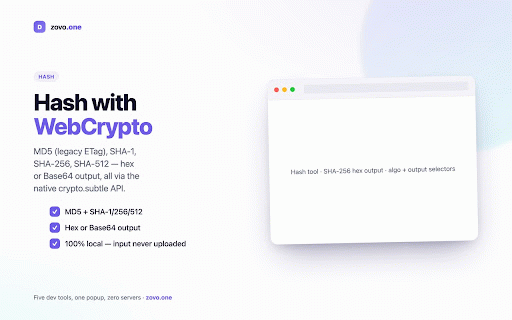 DevBox — Base64, JWT, URL, Hash, JSON :: One popup, five offline dev tools. Base64, JWT, URL, hash and JSON. Your tokens never leave the browser.