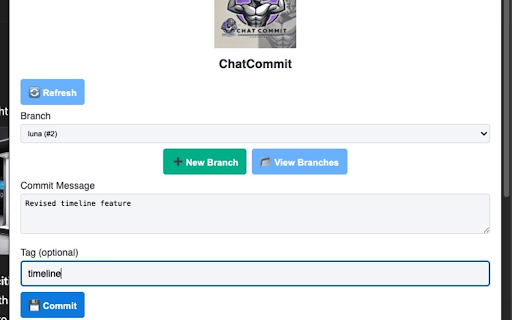 ChatCommit :: Git‑like version control for ChatGPT: commits, branches, merges, tags, and more.