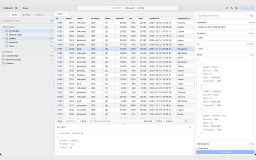 IdxBeaver :: A professional database client for IndexedDB, LocalStorage, and SessionStorage.