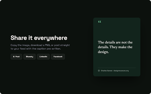 Pullquote :: Turn any words on the web into a beautiful, share-ready quote card, in one click.