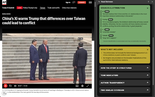Read Between :: AI-powered news literacy tool that helps you read between the lines.