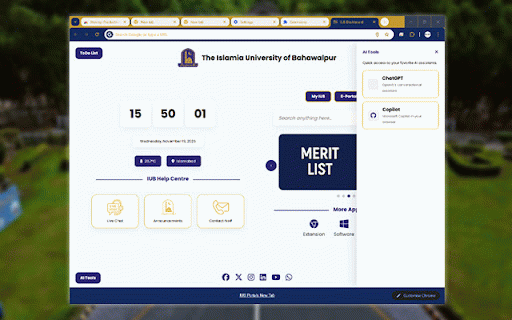 IUB Portals New Tab :: Within this one app you will find all IUB portals. Which you can access with one click