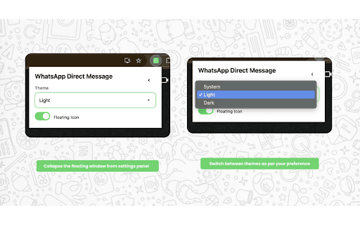 WhatsApp Direct Message :: Open a WhatsApp chat with any number—no contact needed. Floating button, theme support, and auto country code.