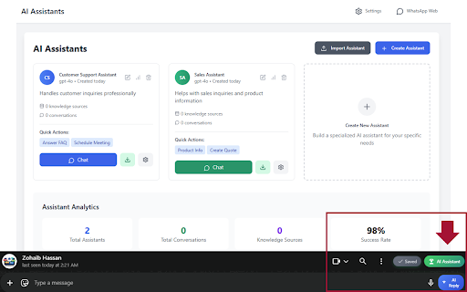 WhatsApp AI Assistant Manager :: Auto-responder for WhatsApp Web with custom AI assistants, voice announcements, and smart contact management