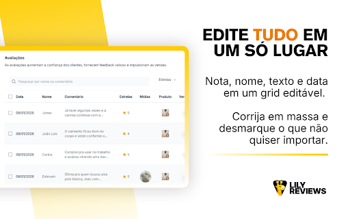 Lily Reviews :: Extraia, edite e exporte avaliações de produtos da Shopee, Mercado Livre, Amazon e Shein em toda a América Latina.