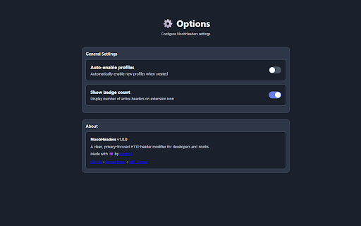 NoobHeaders :: Simple, local-first HTTP header modifier for developers and noobs. No ads, no tracking.