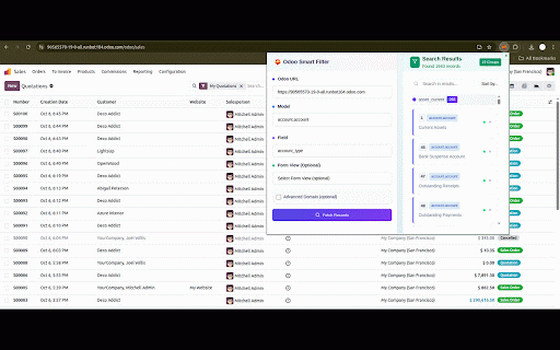 Odoo Smart Filter :: Inspect and browse Odoo model field values.