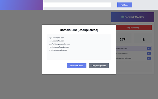 NetScope - Network Request Monitor :: Monitor and analyze all network requests with domain statistics