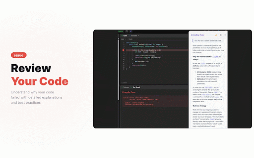 AI Coding Tutor :: AI coding companion for LeetCode & HackerRank. Supports OpenAI & Gemini. Hints, code review, voice chat, and interview practice.