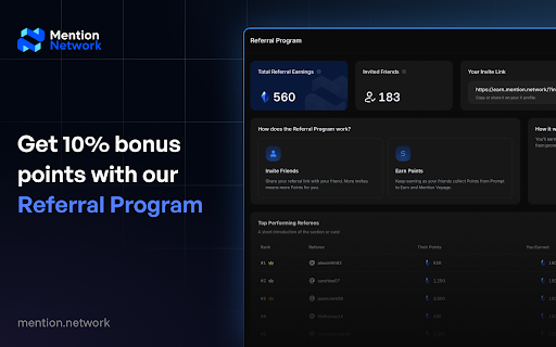 Mention Network :: Start earning from your AI activity with Mention Network!