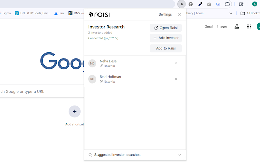 Raisi Investor Research :: Save LinkedIn investors to your Raisi workspace from the browser.
