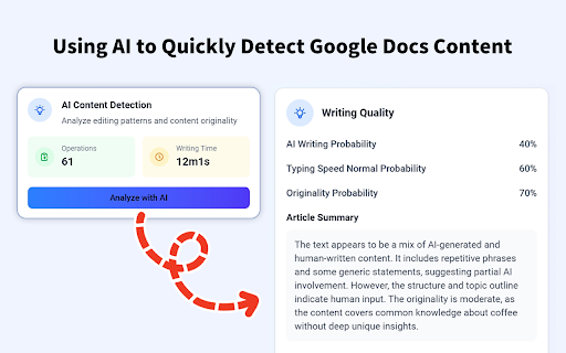 Doc Edit Replay - AI Detector & Originality Checker for Google Docs :: The ultimate revision history tool for Google Docs. Replay edits & use AI to verify originality and detect AI-written content