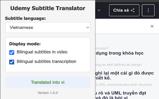 Udemy Subtitle Translator :: Translate Udemy subtitles from English to other languages, support bilingual display and caption export