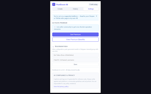 PostBoost AI — Ecommerce Caption Generator :: AI-powered product title, description & hashtag generator for Shopee, Lazada & TikTok Shop sellers in Southeast Asia.