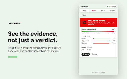VerifyLabs.AI Deepfake Detector :: Check images, video and audio for deepfakes and AI, on any page, in calls and streams. Spot deepfakes. Stay safe.