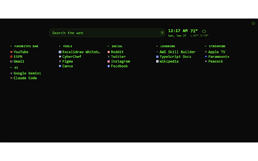 New Tab Plus :: A bookmarks-driven, widget-extensible new tab page.