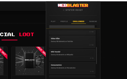 WEBBLASTER :: Playing to delete web content with gamer style scoring and combos.
