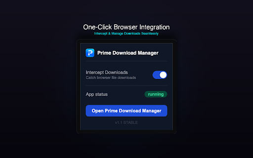 Prime Download Manager Integration :: Intercepts browser downloads and sends them to the Prime Download Manager desktop app.