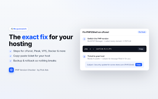 PHP Version Checker – PHP2Shell & Vulnerability Check :: Check PHP versions for PHP2Shell risk. Find patched releases and hosting fixes. Passive checks only, no exploit traffic.