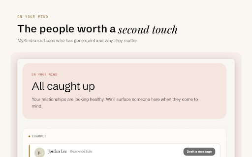 MyKindra :: Log conversations from any tab, the moment they happen.
