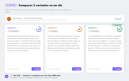 LinkedIn AI Comment & Post Generator :: Generate smart LinkedIn comments & posts with AI. Multi-provider (Claude, OpenAI, Gemini, Ollama). 100% private, zero servers.