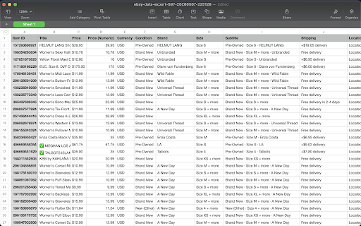 eBay Data Exporter :: Export eBay listings and search results to CSV, Excel XLSX, or JSON.