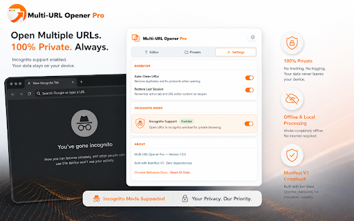 Multi-URL Opener Pro :: A high-performance utility to parse, clean, save, and open multiple URLs instantly or with a customizable delay.