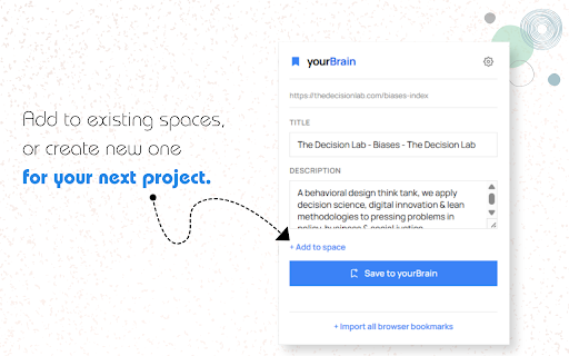 YourBrain - Save Anything in 1-Click, All in One Place :: Save the current page to your yourBrain dashboard in one click.