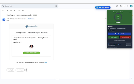 Oversight - Email Scam Scanner :: Scan Gmail and Outlook emails for scam risk with AI-powered analysis