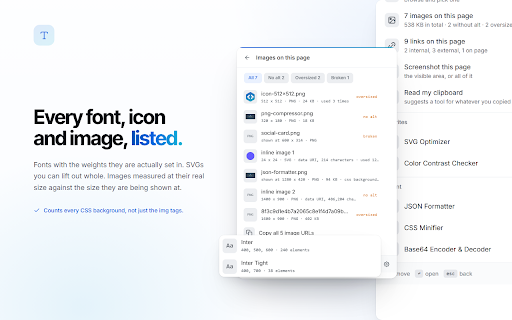 CodeShack: 400+ Developer Tools :: Open any of 400+ web developer tools instantly, and grab colors, fonts, SVGs and JSON from any page.