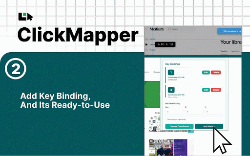ClickMapper :: Map keyboard keys to click specific coordinates on web pages