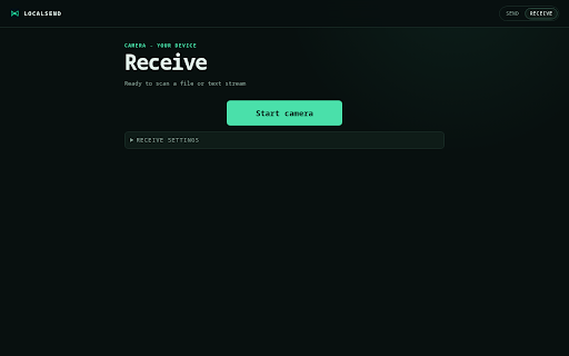LocalSend :: Send and receive files with nearby devices directly from your browser using animated optical codes.