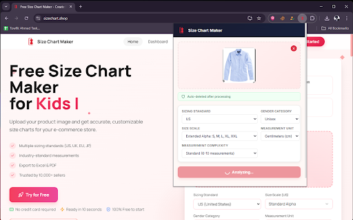 Size Chart Maker :: Generate professional size charts from garment images using AI. No login required.