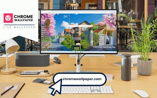 Spring Blossoms Live Wallpaper :: Cherry blossoms frame peaceful Japanese neighborhood street under brilliant blue sky.