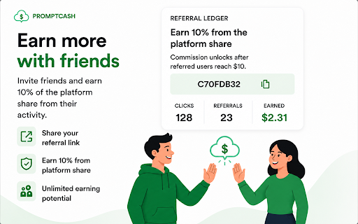 PromptCash :: Earn rewards while using your favorite AI tools.