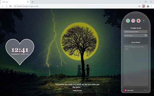 Love Romantic HD Wallpaper New Tab :: Customize new tab with the love wallpaper extension and display romantic scenes you admire in your background.