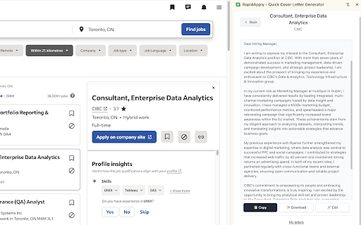 RapidApply - Quick Cover Letter Generator :: Generate professional cover letters from any job posting using advanced AI