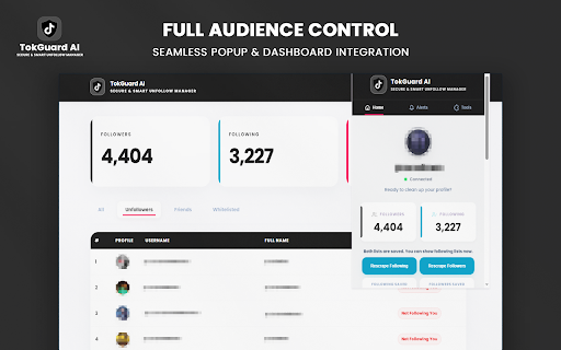 TokGuard AI for TikTok - Smart Unfollow Manager :: Secure & smart TikTok tool to analyze followers, track unfollowers automatically, and clean your profile with TokGuard AI.