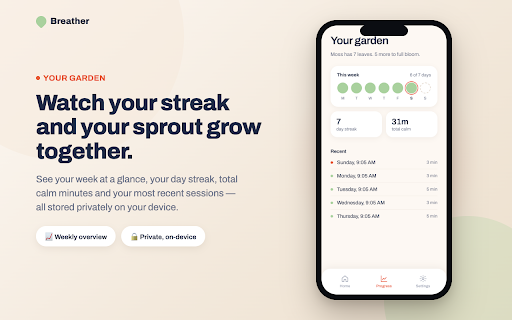 Breather :: A tiny desk garden that grows each time you stop to breathe. One gentle daily reminder, synced with the Breather web app.