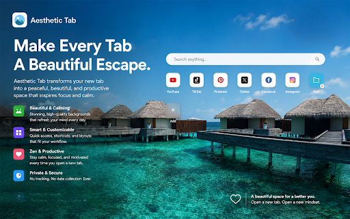 Aesthetic Tab - Minimalist New Tab & Zen Dashboard :: Turn every new tab into a moment of peace. A minimalist dashboard with HD wallpapers.