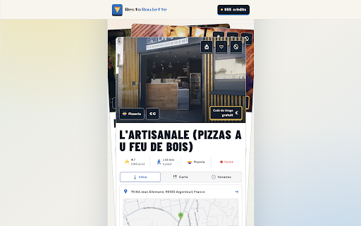 Resto Roulette :: La roulette qui choisit un restaurant ouvert autour de vous selon vos envies.