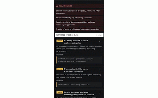Clausewize :: Analyze the current page for legal risk signals.