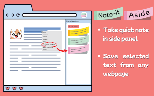 Note-it Aside – Sticky Notes in Side Panel :: Take quick sticky notes, to-dos, and reminders right in browser's side panel — stay focused and productive every day.