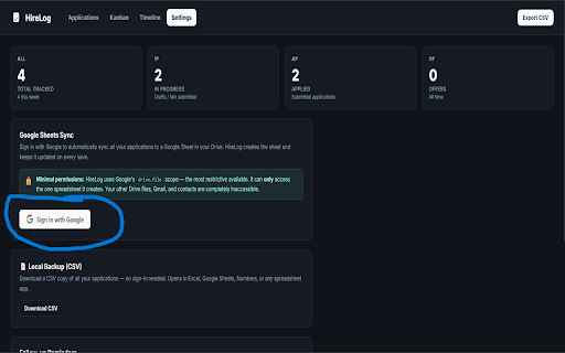 HireLog - Job Application Tracker :: Track job applications from career portals. One-click save with auto-fill, reminders, and Google Sheets sync.