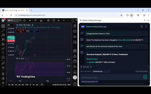 Nubra Trading View app :: Claude-powered technical analysis for TradingView charts with live chart tool calling and automated sentiment intelligence.