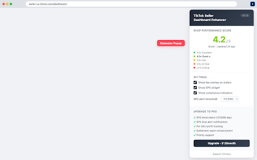 TikTok Seller Dashboard Enhancer :: Overlay profit calculations, SPS monitoring, and compliance tools directly onto TikTok Shop Seller Center.