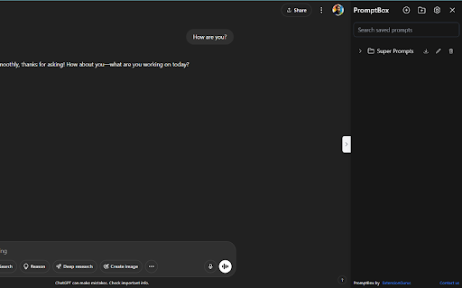 AI PromptBox: Save your prompts on ChatGPT, Claude, Gemini and DeepSeek! :: AI PromptBox is a browser extension that helps you save and reuse your best prompts right from ChatGPT, Claude, Gemini and DeepSeek.