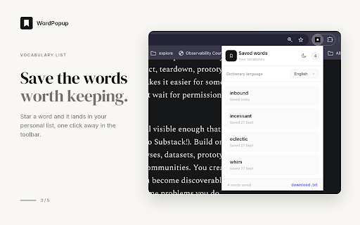 WordPopup: Instant Dictionary, Meaning & Pronunciation Popup :: Select any word to see its meaning, pronunciation and examples. Save words to build your vocabulary. English & German.
