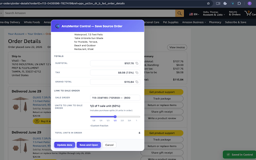 AmzMentor Control — Save to Control :: Save Amazon products, Seller Central orders, buyer transactions, LLC forms, and workflows to AmzMentor Control.